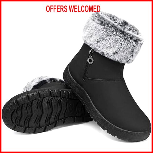Women's Waterproof Winter Boots with Fur Lining Non-Slip Ankle Booties